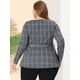 thumbnail image 4 of Blude talgrande pamujer con pade gallo, blusas de trabajo informales paoficina, top peplum gris 3XL, 4 of 5