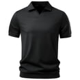 thumbnail image 6 of Ceisia Men's Short Sleeve Casual Solid Tencel Shirt V-Neck Business Dolphin Collar Relaxed Top Gifts for Father Black 1X, 6 of 7