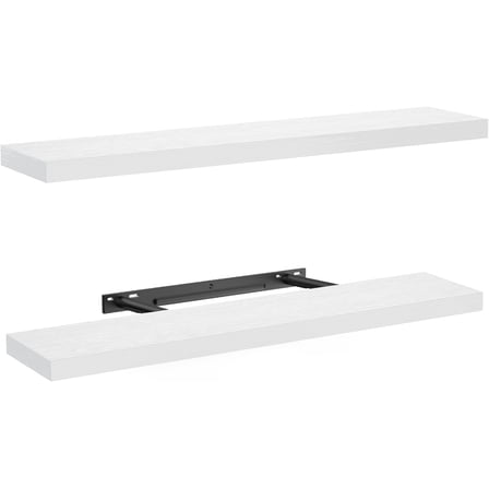 Floating Shelves, 32″ Large Wall Mounted Shelves for Bathroom, Bedroom, Living Room, Kitchen, Office, Hanging Shelf for Wall Décor Storage, Set of 2, White
