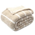 thumbnail image 3 of Regal Living Ultra Soft Cozy Knit Throw Blanket, Khaki Stripe, 90" x 90", 3 of 4