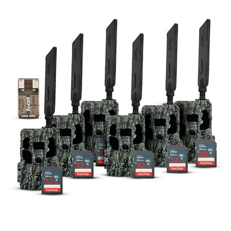 Browning Trail Camera Defender Pro Scout Max HD Cellular Trail Camera with Smart IR Video (6-Pack) Bundle with 32GB Ultra SDHC UHS-I Memory Card (6-Pack) and High Speed USB 2.0 Card Reader (3 Items)