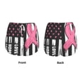 thumbnail image 3 of Balery Ribbon Breast Cancer Awareness Pantalones cortos deportivos para mujer con forro y dos bolsillos, elásticos, para entrenamiento, gimnasio, yoga-X-Large, 3 of 7