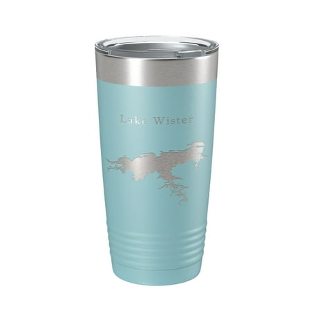 

Lake Wister Map Tumbler Travel Mug Insulated Laser Engraved Coffee Cup Oklahoma 20 oz Light Blue