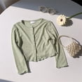 thumbnail image 4 of UACY Girls' Ribbed Knit Cardigan Long Sleeve Button down Lightweight Sweater Toddler Knitwear Button Closure Ruffled Outwear Tops, 4 of 6