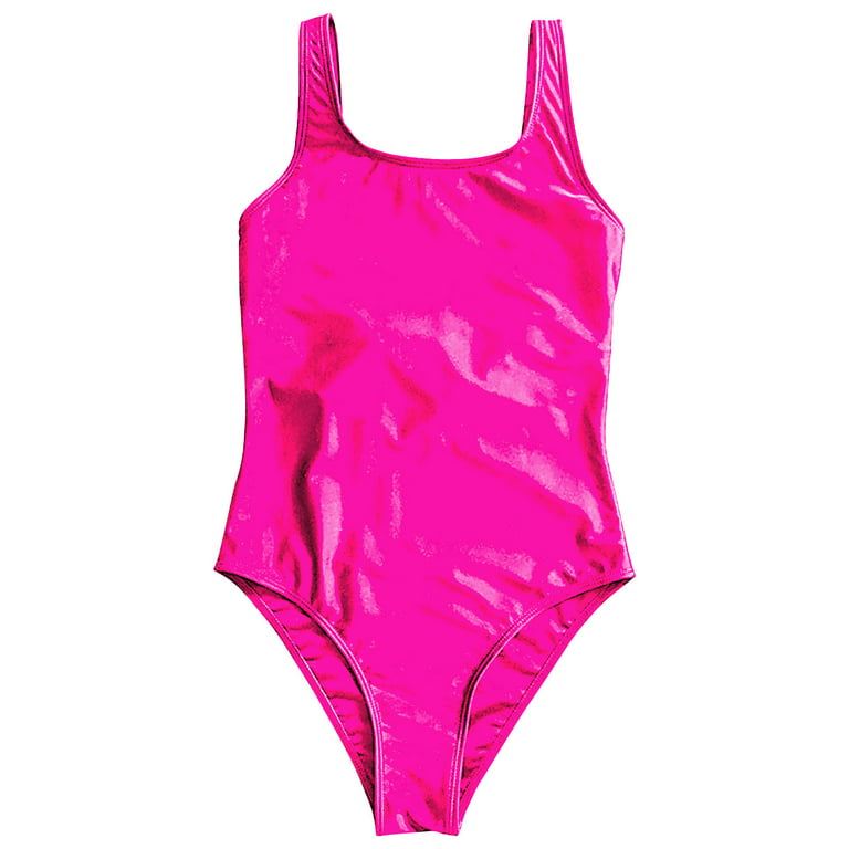 Sporty Swim Scoop Neck Cheeky One Piece in Hot Pink