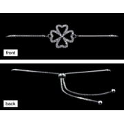 #16827 - CZ Studded Adjustable Four Leaf Clover Bracelet