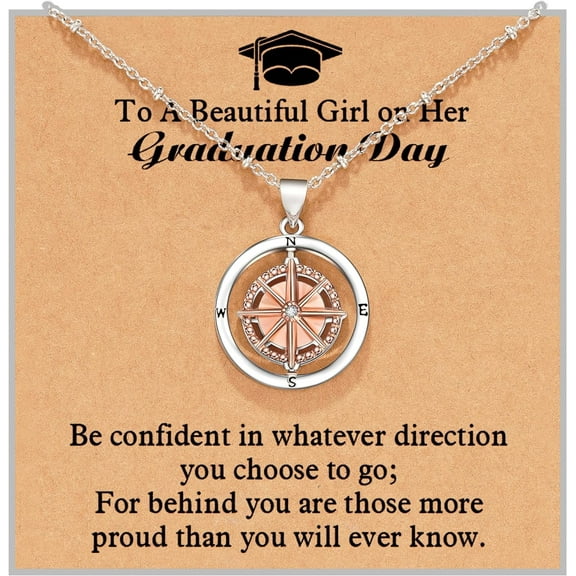Graduation Gifts for Her 2025, Compass Necklace for hers, Jewelry Gifts for Daughter Granddaughter Niece