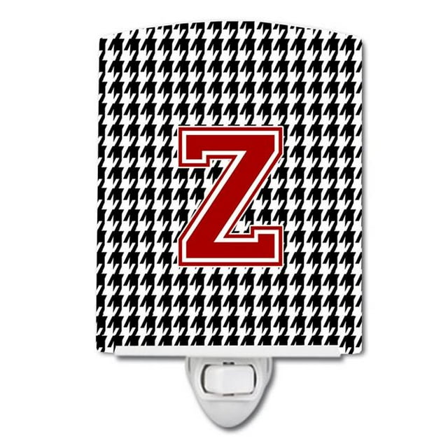 Carolines Treasures CJ1021-ZCNL Letter Z Monogram Houndstooth Black Ceramic Night Light