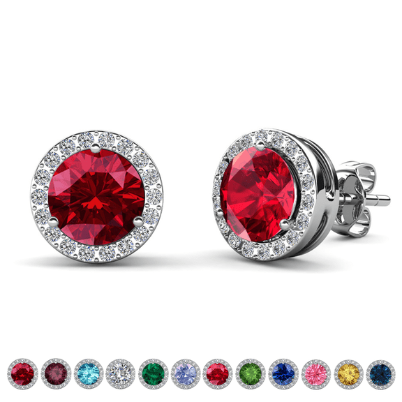 Cate & Chloe Royal January Birthstone 18k White Gold Plated Women Earrings with Swarovski Crystals