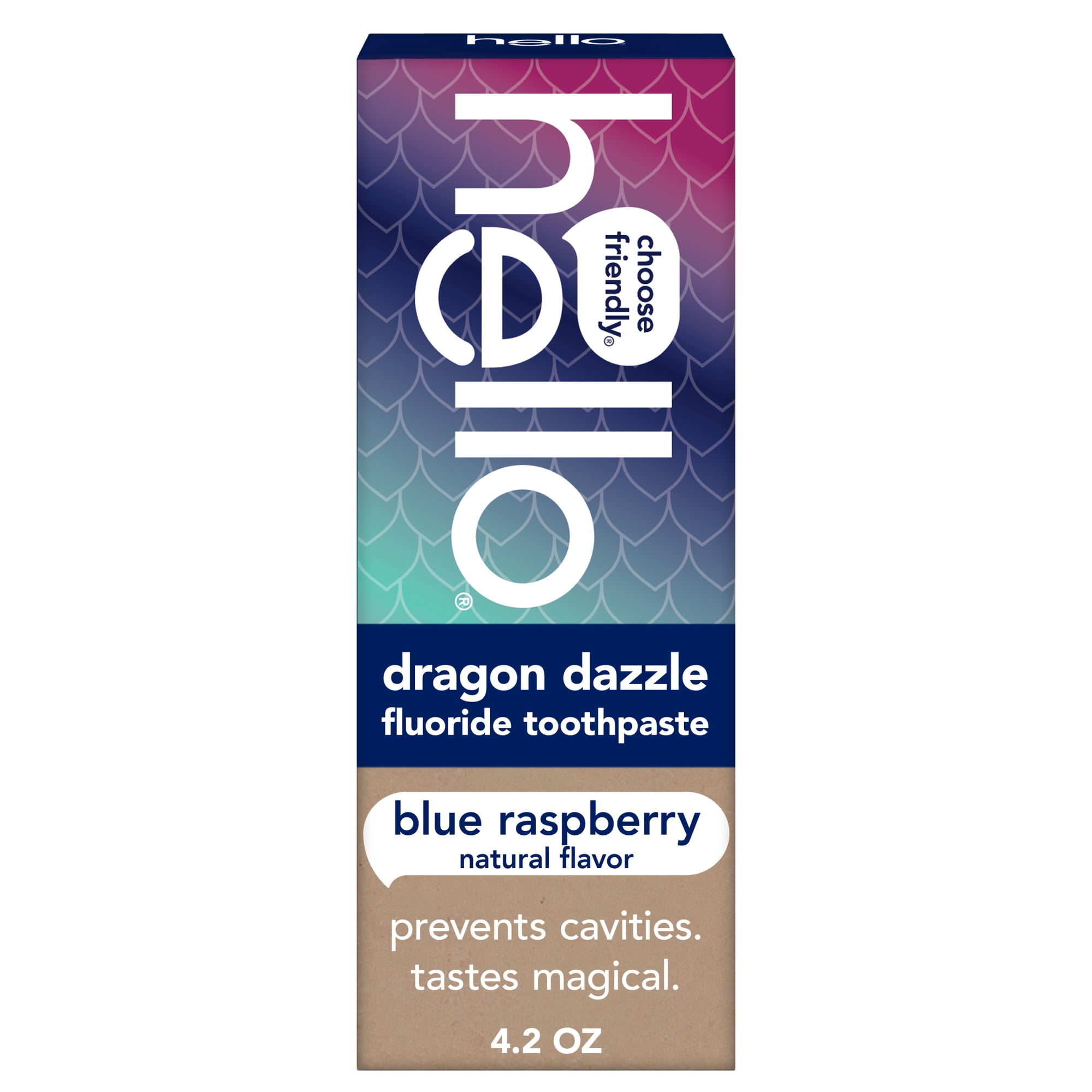 hello Dragon Dazzle Kids Toothpaste with Fluoride, Blue Raspberry Toothpaste, 4.2 Oz Tube