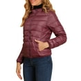 thumbnail image 4 of INSPIRE CHIC Women's Puffer Jacket Stand Collar Lightweight Hooded Zip Up Jacket XL Burgundy, 4 of 6