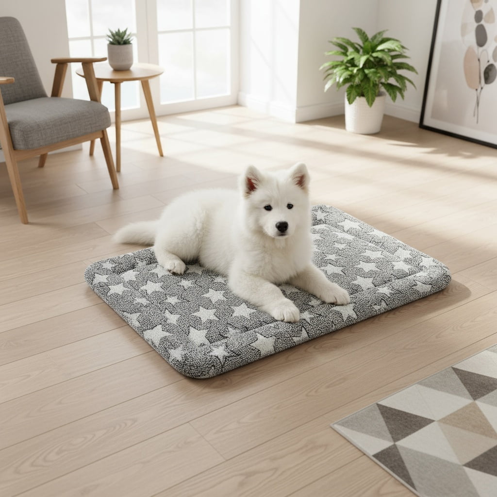 Orthopedic Pet Bed for Cats & Dogs, Washable Plush Mat with Non-Slip Bottom, Gray 30x20 Inch
