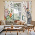 thumbnail image 2 of Happy Easter Kitchen Curtain for Berdoom Living Room Cafe 72 Inch Length, Spring Bunny Easter Eggs Floral Beige Burlap Tiers Curtains Light Filtering Drapes Window Treatment 2 Panels 52"Wx72"L, 2 of 8