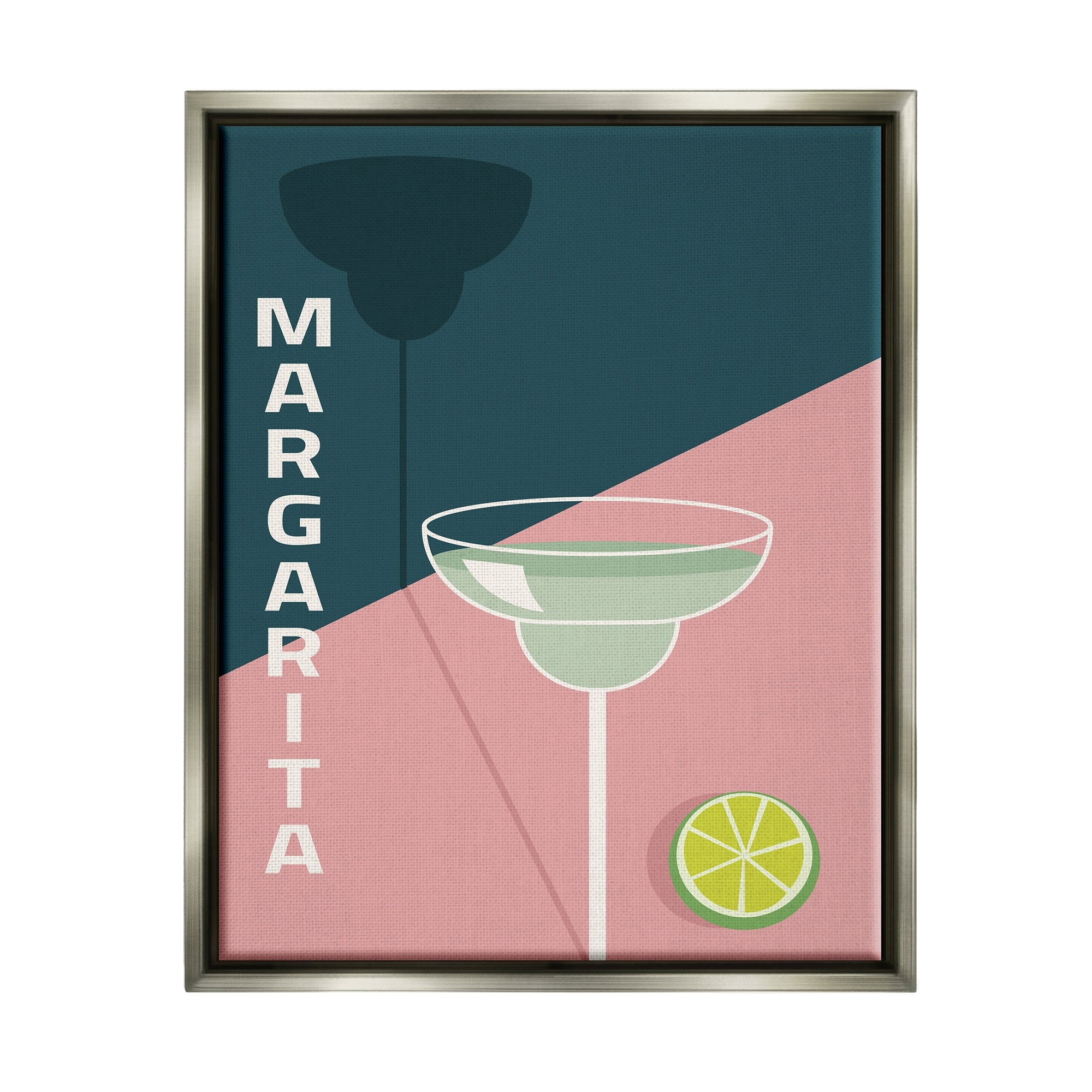 Stupell Industries Modern Margarita Blocked Citrus Contemporary Cocktail Graphic Art Luster Gray Floating Framed Canvas Print Wall Art, Design by Birch&Ink
