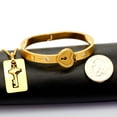 thumbnail image 4 of Gold Plated Stainless Steel Matching Puzzle Couples Heart Bracelet and Shield Key Pendant Necklace for Men and Women SN300, 4 of 6