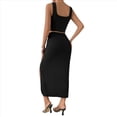 thumbnail image 3 of Top Corto con Falda, Falda Midi con Abertura para Mujer, Conjunto de Dos Piezas, Falda y Camiseta Sin Mangas Negra M, 3 of 6