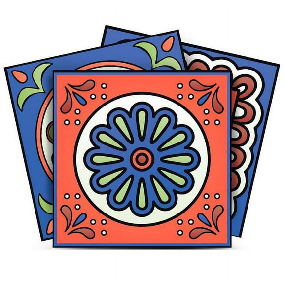 HomeRoots 390929 5 x 5 in. Mediterra Terra Cotta Mosaic Peel & Stick Removable Tiles