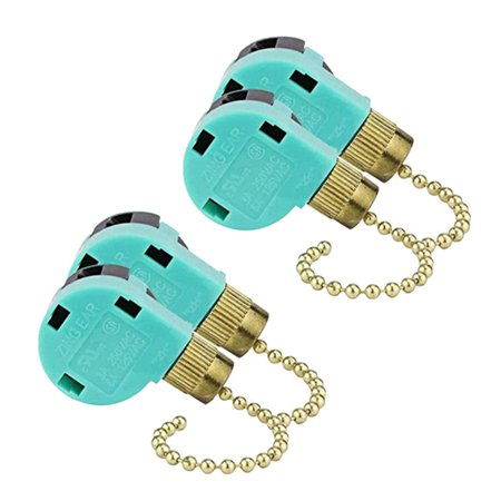 

PCFVRKA 4Pcs Ceiling Fan Switch Ear ZE-268S6 3 Speed 4 Wire Speed Control Pull Chain Cord Appliances Switch Parts (Gold)