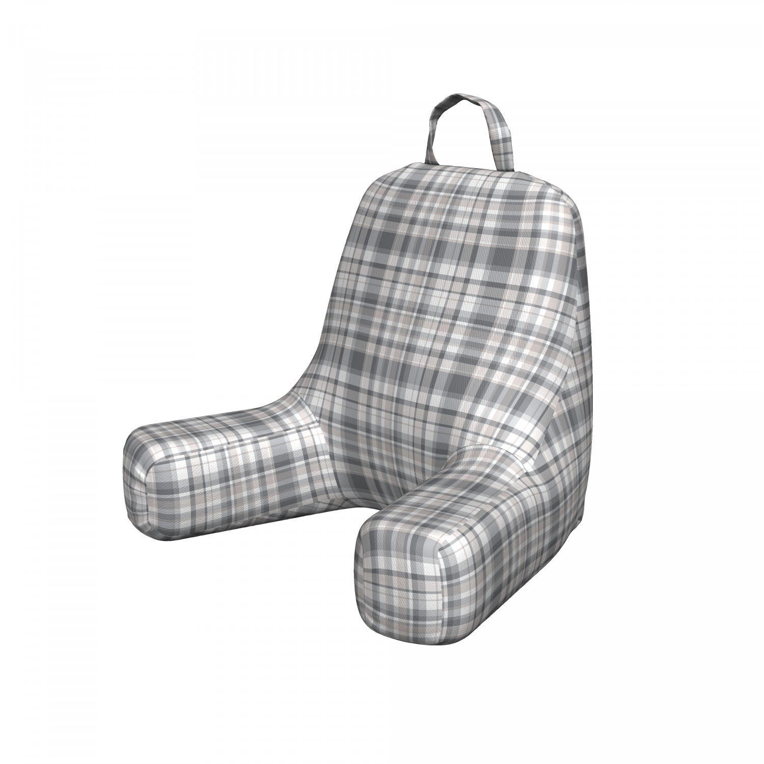 Grey Reading Pillow, Pattern with Modified Stripes Crossed Horizontal and Vertical Lines Forming