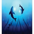 thumbnail image 3 of Deep Sea Duvet Cover Set, Big Sharks Circling Under the Water Illustration, Decorative 2 Piece Bedding Set with 1 Pillow Shams, Twin Size, Sky Blue Dark Blue, by Ambesonne, 3 of 3