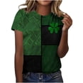 thumbnail image 7 of Plus Size JSKUMAR St Patrick's Day Short Sleeve Shirts for Women Stylish Shamrock Graphic Tee Funny Heart Printed Tops (Green-22,4XL), 7 of 7