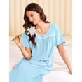thumbnail image 2 of Ekouaer Cotton Nightgowns for Women Long Night Gown Short Sleeve Sleepdress Victorian Sleepwear Nightdress with Pockets, 2 of 6