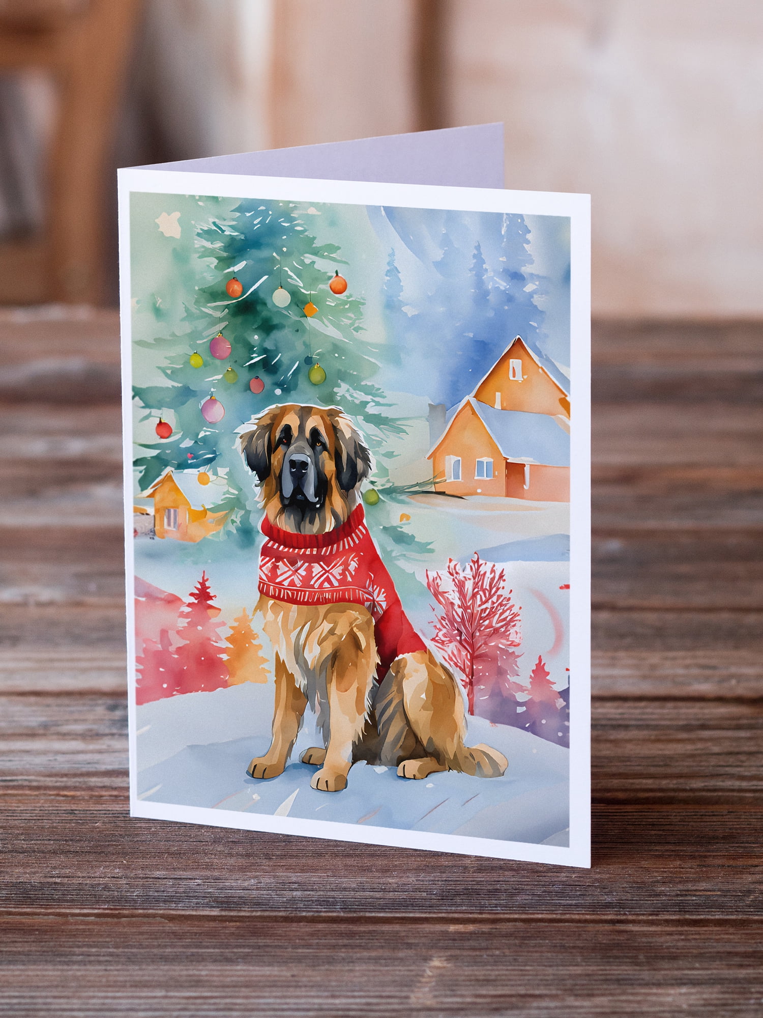 Leonberger Christmas Greeting Cards Pack of 8 7 in x 5 in