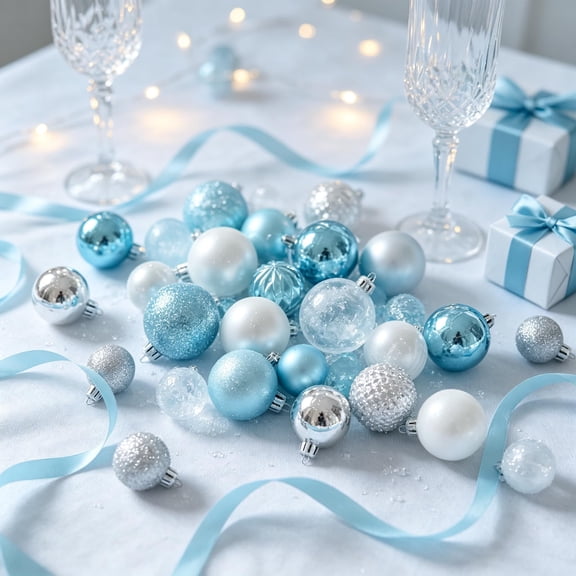 12-Piece Shatter-Resistant Plastic Christmas Ball Ornaments, Matte, Glossy and Glitter Finishes, Pre-Strung Hanging Tree Decorations