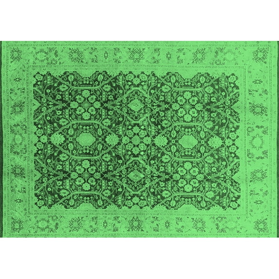 Ahgly Company Indoor Rectangle Oriental Emerald Green Industrial Area Rugs, 8' x 12'