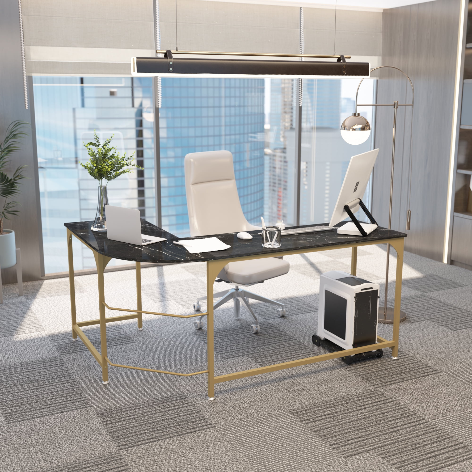 Elephance Adult Modern LShape Portable Computer Desk with Tabletop