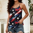 thumbnail image 4 of 4th Of July Outfits for Women Patriotic Star Print Sleeveless Spaghetti Strap Square Neck Tank Top Patriotic Stretchy Summer Casual Wear Tees,XL,#01 Navy, 4 of 5