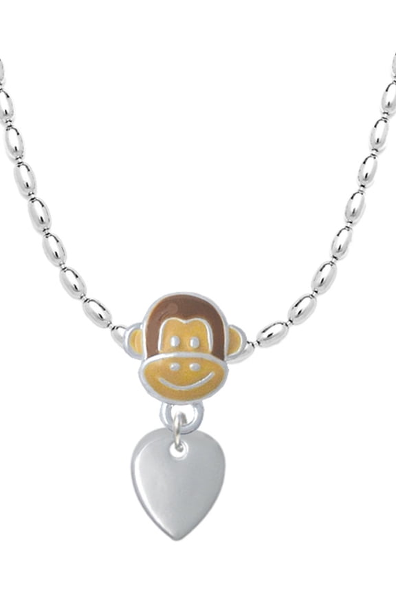 Silvertone Mini Guitar Pick Mia Monkey Charm Necklace
