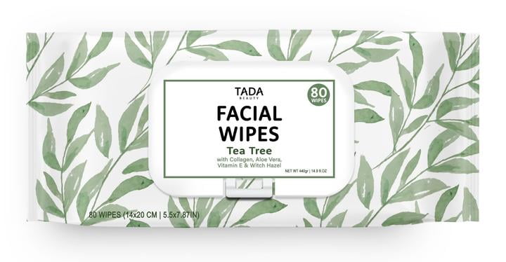 Tada Tea Tree Facial Wipes, 80ct