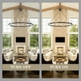 thumbnail image 6 of 16-Light Black Wagon Wheel Chandelier,45" Round Farmhouse Chandeliers with Glass Shade, Industrial High Ceilings Pendant Lighting Fixture Dining Room Living Room Foyer, 6 of 7