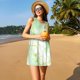 thumbnail image 3 of Balery Green And Gold Abstract Marble Vestidos de verano para mujer con estampado: vestido holgado sin mangas, vestido playero informal y cómodo para días calurosos., 3 of 7