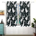 thumbnail image 2 of White Line Dinosaurs Leaves Black Out Curtains Aesthetic for Bedroom Living Room Sliding Glass Doors Kitchen Windows 2 panels set, 2 of 5