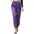 thumbnail image 1 of INSPIRE CHIC Women's Drawstring Elastic Waist Satin Joggers Purple M, 1 of 7