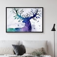 thumbnail image 1 of PixonSign Framed Canvas Print Wall Art Elk with Flower Antlers Animals Wilderness Illustrations Modern Art Farmhouse/Country Fun Multicolor Pastel for Living Room, Bedroom, Office - 24"x36" Black, 1 of 5