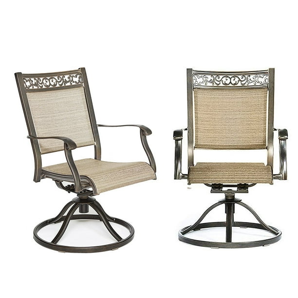 Set of 2 Bistro Swivel Rocker Chairs Outdoor Patio Garden ...