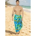 thumbnail image 4 of HAPPY BAY Men's Swim Trunk Bathing Suit Sarong Pareo Beach Wrap One Size Ocean, Floral Hibiscus Palm Tree Summer Vacation Aloha, 4 of 5