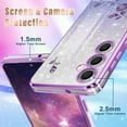 thumbnail image 5 of (3in1 for Samsung Galaxy S23 FE Case for Women Girls Glitter Girly Cute Bling Flowers Purple Phone Cases with Ring Stand Design Sparkle Floral Shiny Pretty Cover for Samsung S23 FE 5G 6.4'', 5 of 6
