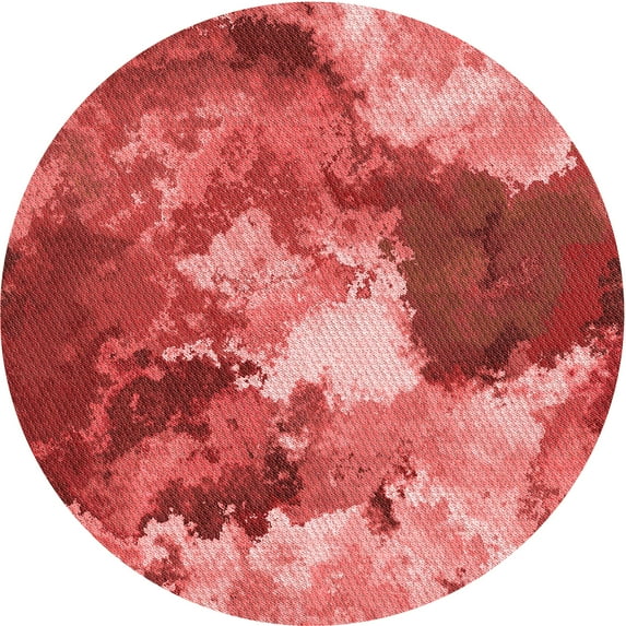 Ahgly Company Indoor Round Patterned Love Red Area Rugs, 6' Round