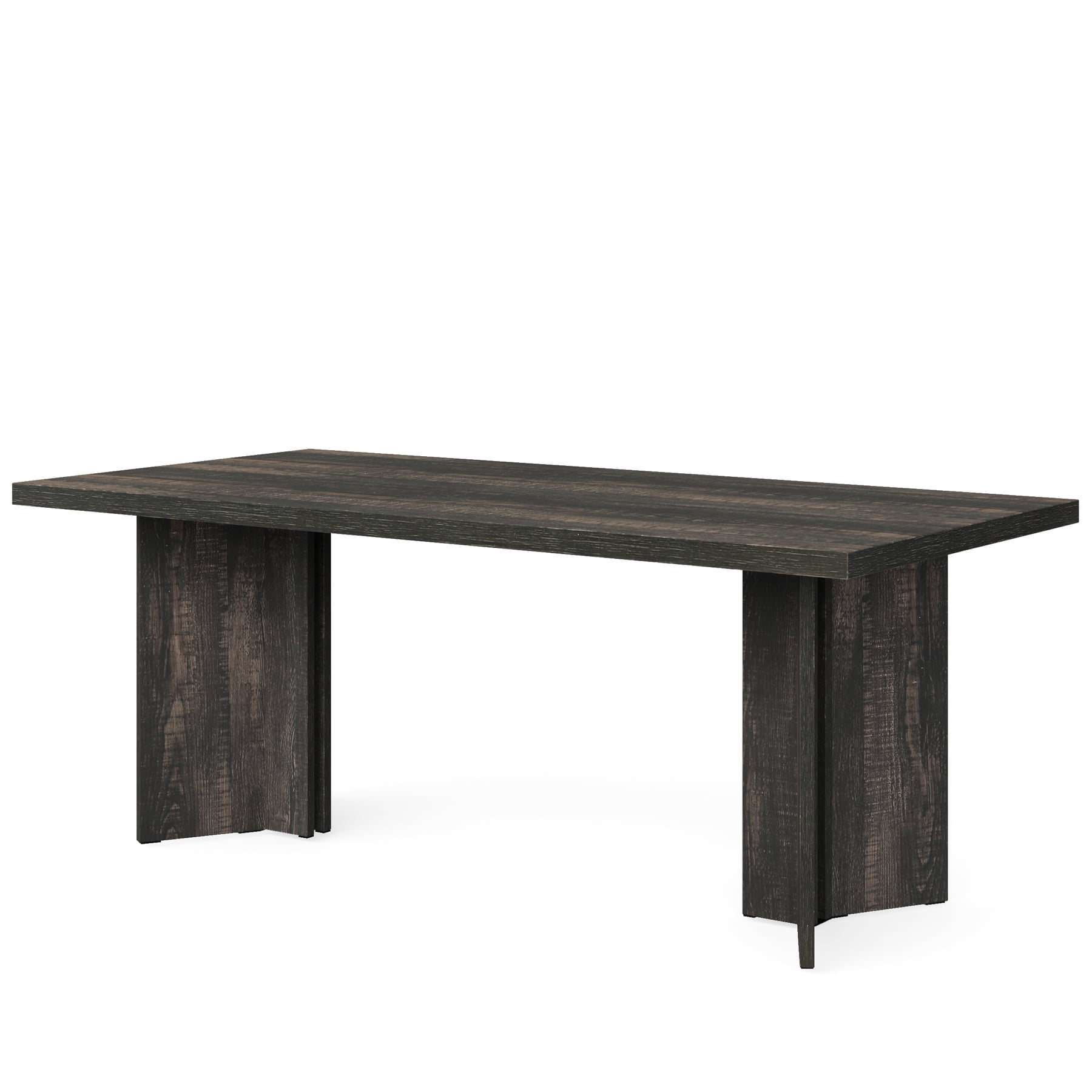 Fnova 63" Rectangular Modern Dining Table, Wooden Modern Kitchen Table for 6 People for Dining Room, Black (Chairs Not Included)