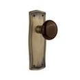 thumbnail image 3 of Nostalgic Warehouse Prabrn_Dp_Nk Brown Porcelain Solid Brass Dummy Door Knob Set - Bronze, 3 of 7