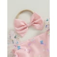 thumbnail image 4 of Baby Girls Rompers/Dress Butterfly Pattern Tulle Skirt Hem Puff Short Sleeve Dress with Headband, 4 of 6
