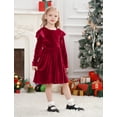 thumbnail image 3 of IDOPIP Toddler Baby Girls Velvet Tutu Dress Ruffle Long Sleeve Princess Pageant Party Wedding Dresses Fall Winter Clothes Infant Kids Birthday Holiday Playwear Dresses Outfits, 3 of 9