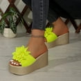 thumbnail image 5 of Women's Pearl Floral Applique Woven Platform Wedge Slides, Open Toe Beach Party Summer Mules, 5 of 9