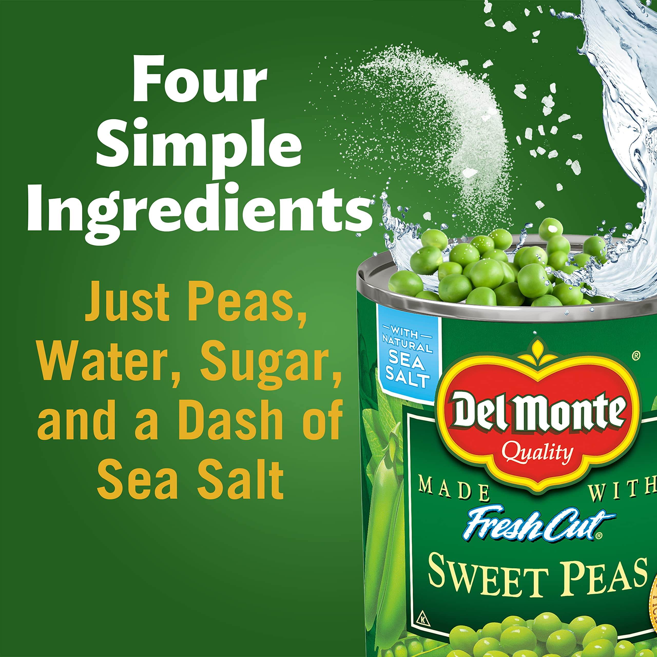 (12 pack) Del Monte Sweet Peas, Canned Vegetables, 8.5 oz Can
