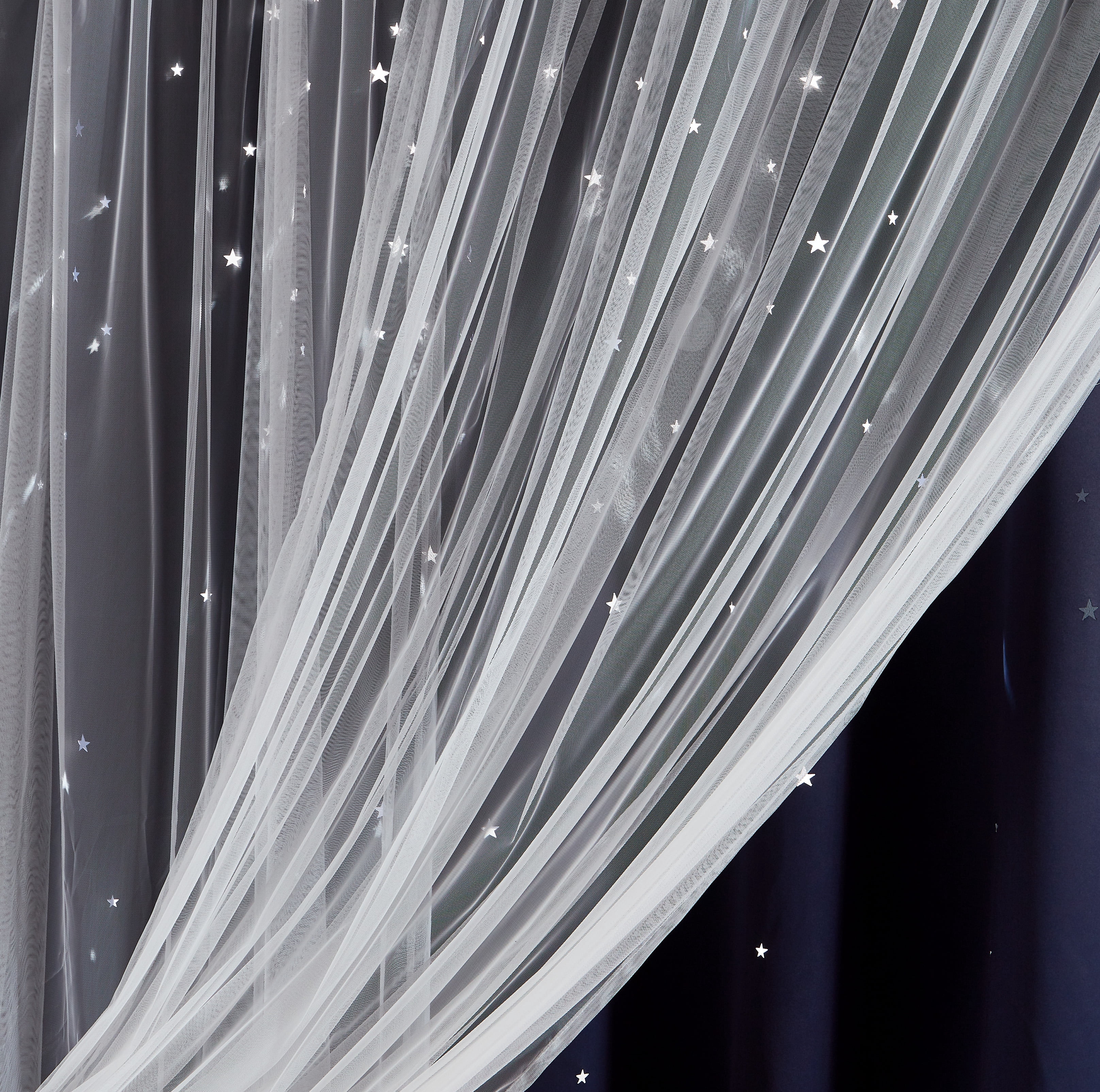 Star Cut-out Blackout Window Panel Pair Navy 50x84X2