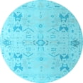 thumbnail image 1 of Ahgly Company Indoor Round Oriental Light Blue Traditional Area Rugs, 8' Round, 1 of 4